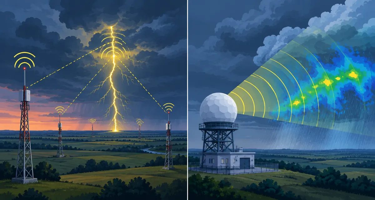 Porównanie sieci detekcji wyładowań Blitzortung i radaru meteorologicznego obserwujących tę samą burzę