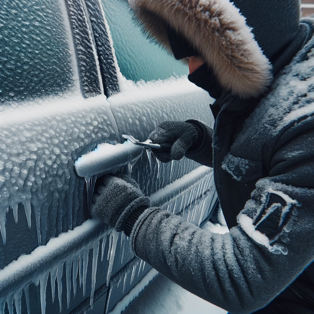 zamarznięte drzwi samochodu zamarznięte drzwi samochodu